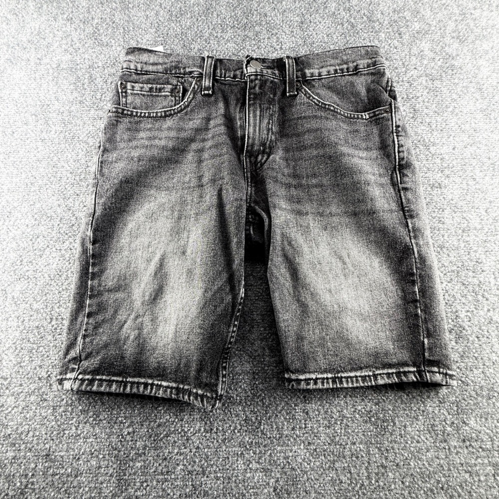 Levis 511 Slim Fit Denim Shorts Mens 31 Faded Black Gray Acid Wash Cutoff Style